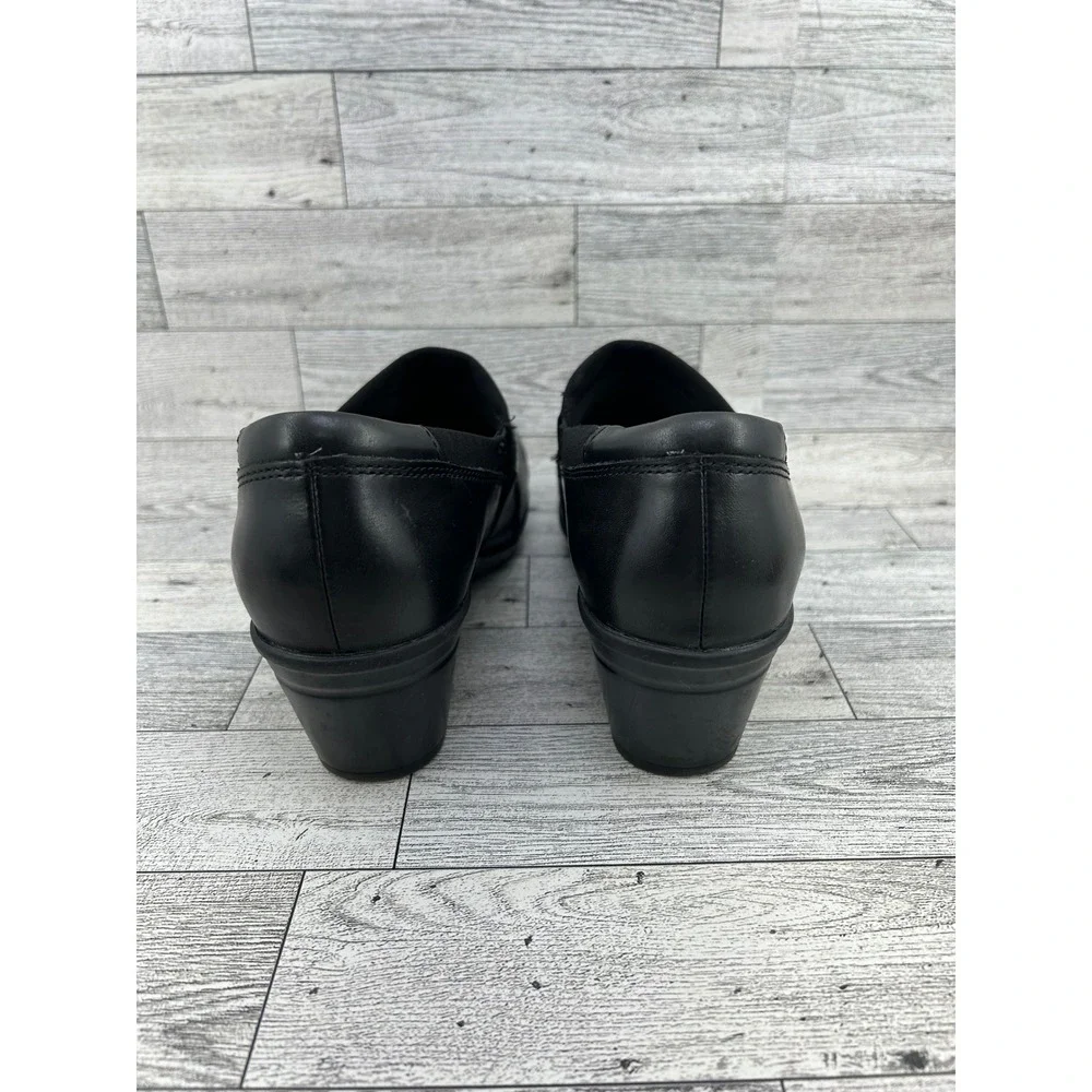 Clarks Collection Ultimate‎ Comfort Black Leather Slip On Loafers Women Sz 6.5M